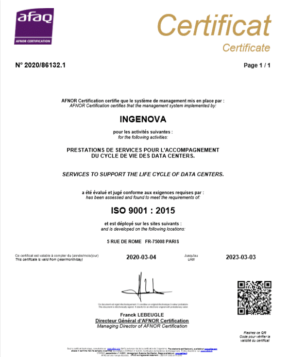 Certificat ISO 9001